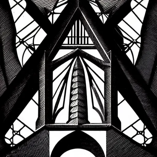 Prompt: neo - gothic white on black grainy effect conceptual figurative post - morden monumental abstract portrait made by escher and piranesi, highly conceptual figurative art, intricate detailed illustration, illustration sharp geometrical detail, vector sharp graphic, controversial poster art, polish poster art