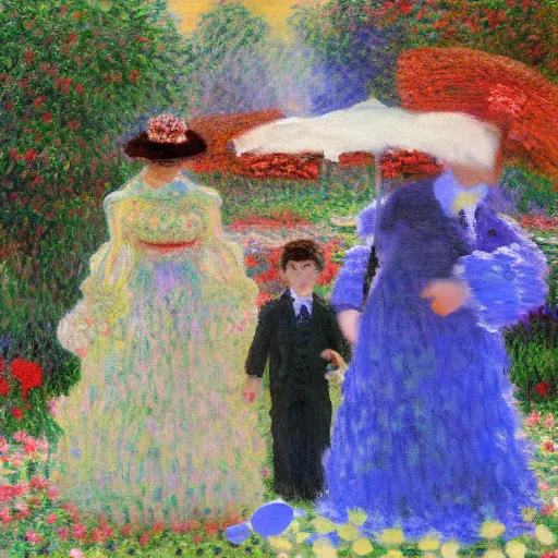 Prompt: a roblox family by claude monet