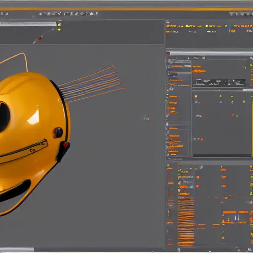 Image similar to hyper detailed boxcutter hard surface modelling rear view of yellow orange and gold astronaut helmet, arstation, cables wires, heart symbols, unreal engine 5