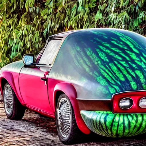 Image similar to stunning award winning hyperrealistic hdr 8 k highly detailed photo of a car watermelon