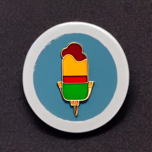 Image similar to minimalistic enamel pin of a kebab, retro design