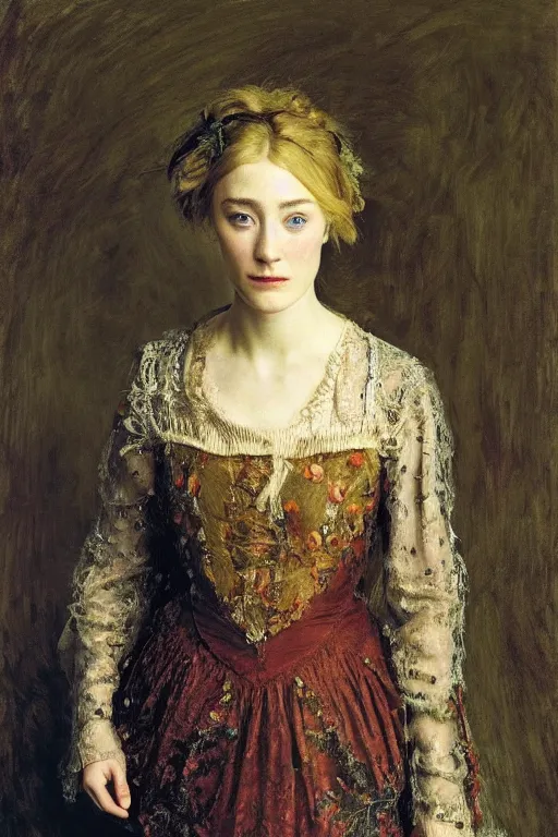 Prompt: a true-to-life portrait of Saoirse Ronan painted by John Everett Millais, real-life accurate, Saoirse Ronan