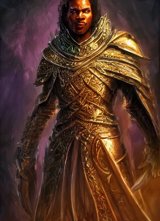 Image similar to black king human, elegant, ultra detailed fantasy, dndbeyond, bright, colourful, realistic, dnd character portrait, full body, pathfinder, pinterest, art by ralph horsley, dnd, rpg, lotr game design fanart by concept art, behance hd, artstation, deviantart, hdr render in unreal engine 5