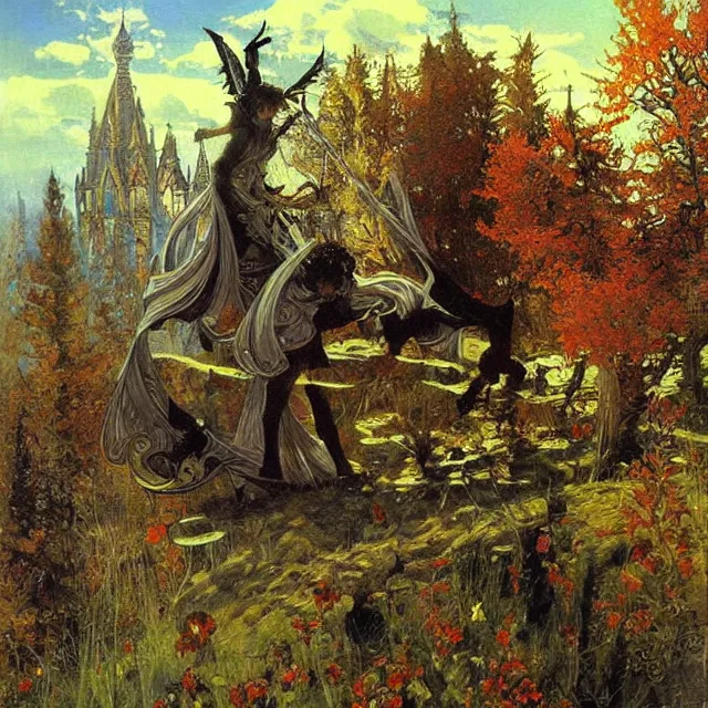 Prompt: fantasy art, an ultrafine detailed painting, academic art, elegant, by pavel korin, viktor vasnetsov