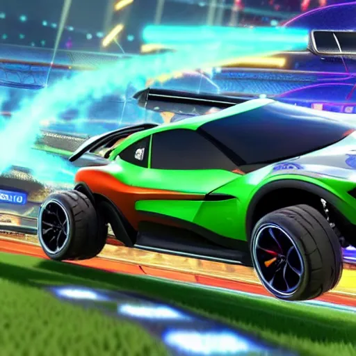 Image similar to elon musk drivin a car in rocket league