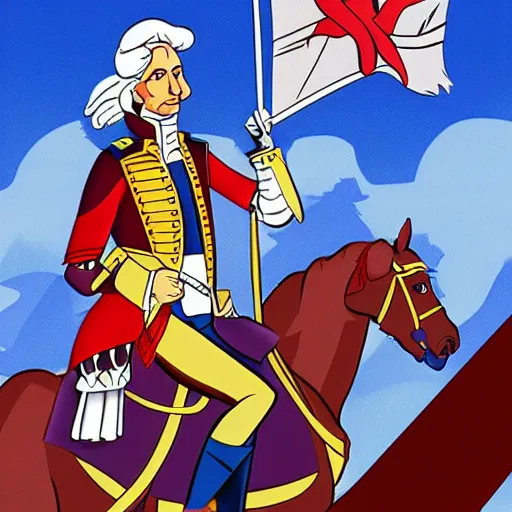 Image similar to george washington revolutionary war 1 9 9 0 s disney, cel shading still reimagined