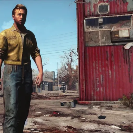 Image similar to ryan gosling in fallout 4