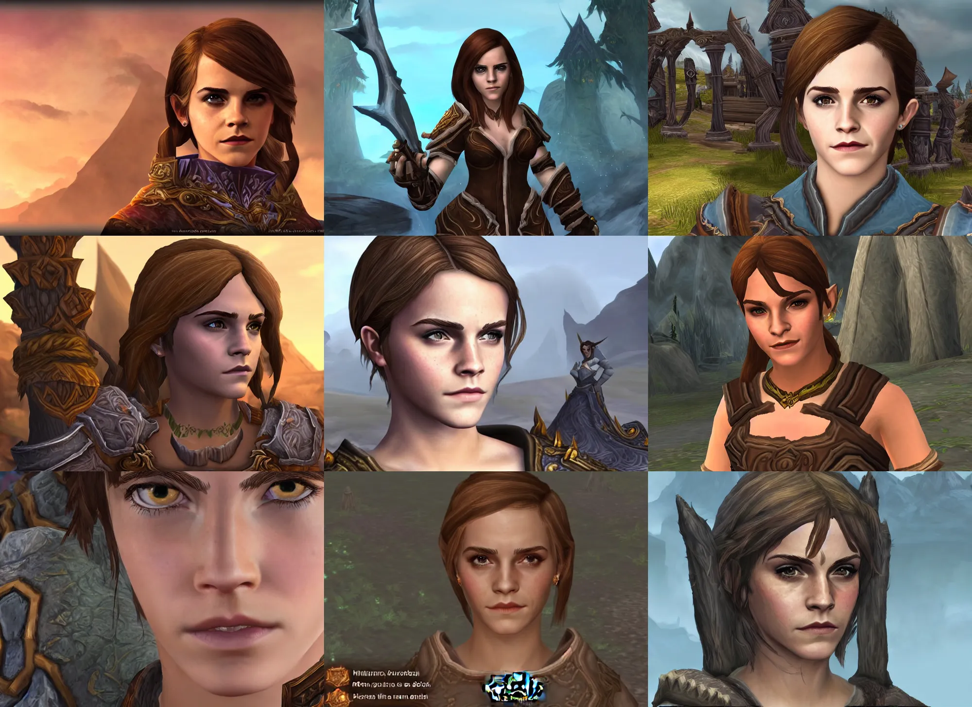 Prompt: emma watson as an npc in world of warcraft, detailed face, screenshot