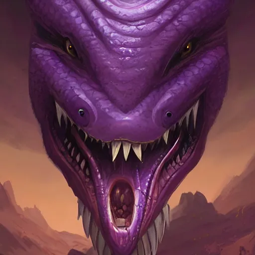 Prompt: a violet snake-head, snake head, two fangs, violet theme, epic fantasy digital art style, fantasy artwork, by Greg Rutkowski, fantasy hearthstone card art style