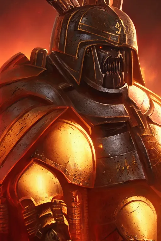 Image similar to armor portrait heros warhammer 4 0 k horus heresy fanart - the primarchs emperor by johannes helgeson animated with vfx concept artist & illustrator global illumination ray tracing hdr fanart arstation zbrush central hardmesh 8 k octane renderer comics stylized