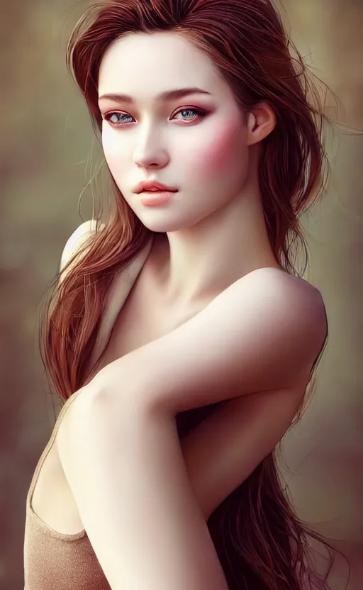 Image similar to a gorgeous russian female photo, bokeh, beautiful face, professionally retouched, soft lighting, realistic, smooth face, full body shot, torso, dress, perfect eyes, sharp focus on eyes, 8 k, high definition, insanely detailed, intricate, elegant, art by artgerm and kyoung hwan kim