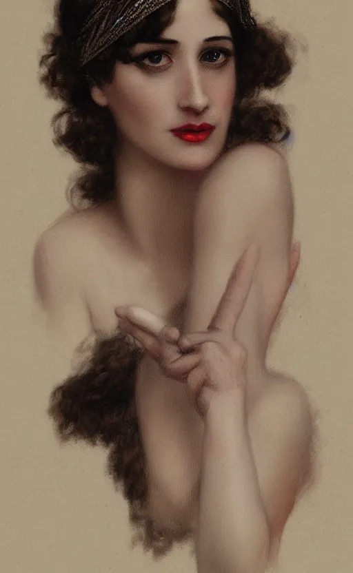 Prompt: portrait en buste flapper girl eva green, vesper lynd, vannessa ives, traditional corsican, intricate, highly detailed, artstation, illustration, jurgens, rutkowski, bouguereau, roaring 20s, 1920s