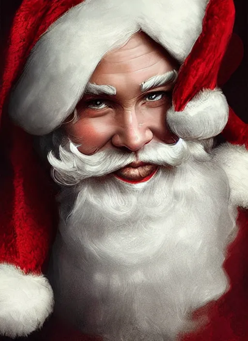 Image similar to digital _ painting _ of _ female santa clause _ by _ filipe _ pagliuso _ and _ justin _ gerard _ symmetric _ fantasy _ highly _ detailed _ realistic _ intricate _ port