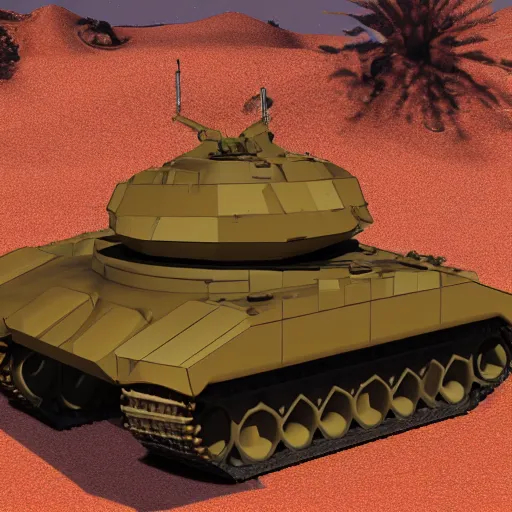 Image similar to orange scorpion tank in sands realistic