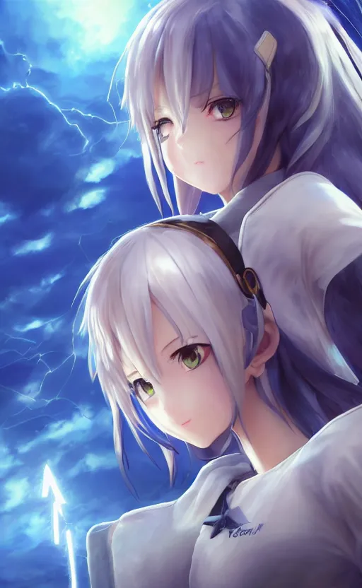 Prompt: highly detailed, character art, octane, stunning, realistic lightning, realistic ocean, characters from azur lane, matte, sharp focus, intricate, 150mm, illustration, ranked first on pixiv, professional digital painting, by yoshihiro togashi, realistic anatomy, smooth, female sailor uniforms, explosions, a single girl in the view
