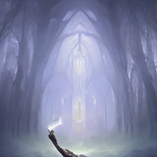 Image similar to ''cinematic shot'' white hooded mage ( spectre ) holding a diamond with leaves falling simetrical 8 k atmosferic realistic made by ivan aivazovsky, peter mohrbacher, greg rutkowski volumetric light effect broad light oil painting painting fantasy art style sci - fi art style realism premium prints available artwork unreal engine