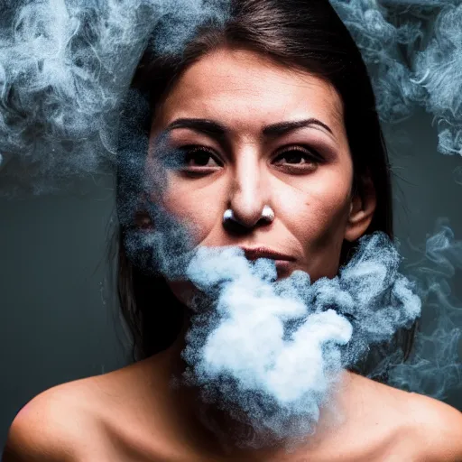 Prompt: woman made with smoke