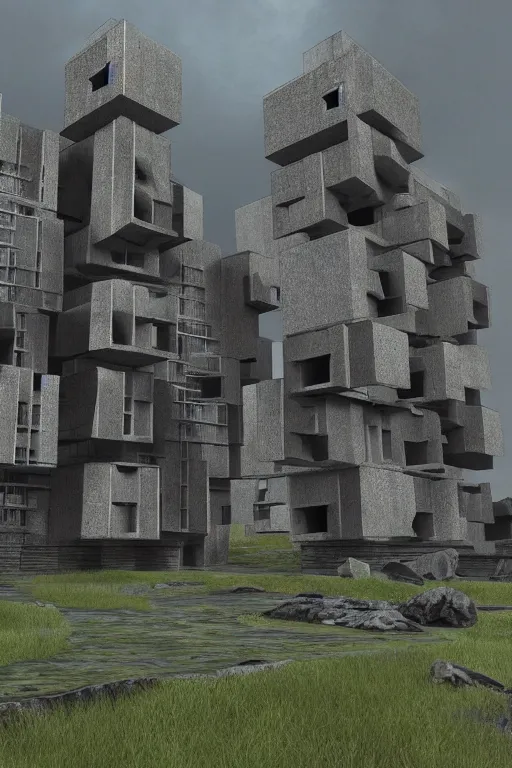 Image similar to brutalism architecture in valheim