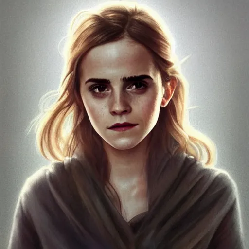 Image similar to emma watson, au naturel, grey eyes, hyper detailed, digital art, trending in artstation, cinematic lighting, studio quality, smooth render, unreal engine 5 rendered, octane rendered, concept art, smooth, sharp focus, illustration, art by artgerm and greg rutkowski and alphonse mucha and ian sprigger and wlop and krenz cushart