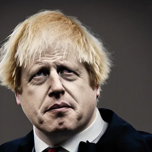 Image similar to Boris Johnson as Emperor Palpatine, dark background