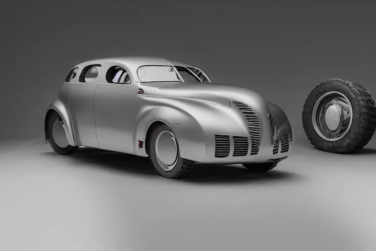 Image similar to Beautiful photograph a concept 1940s dieselpunk car. 8k. Studio lighting.