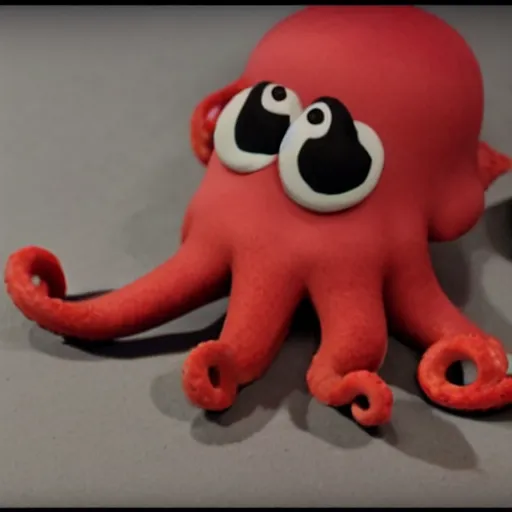 Image similar to a sloppy octopus claymation in the style of aardman