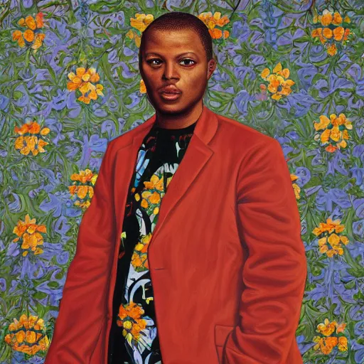 Prompt: Painting of Daniel Kirshenbaum by Kehinde Wiley