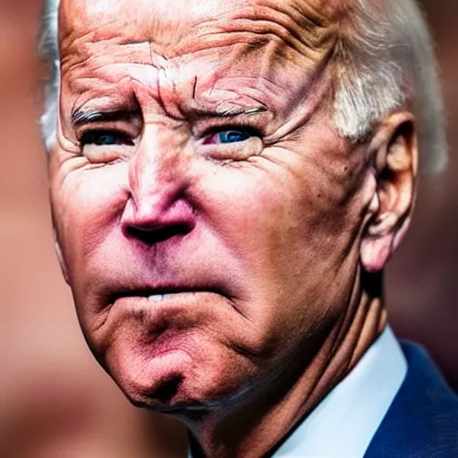 Prompt: closeup of Joe Biden looking down with his tongue sticking out