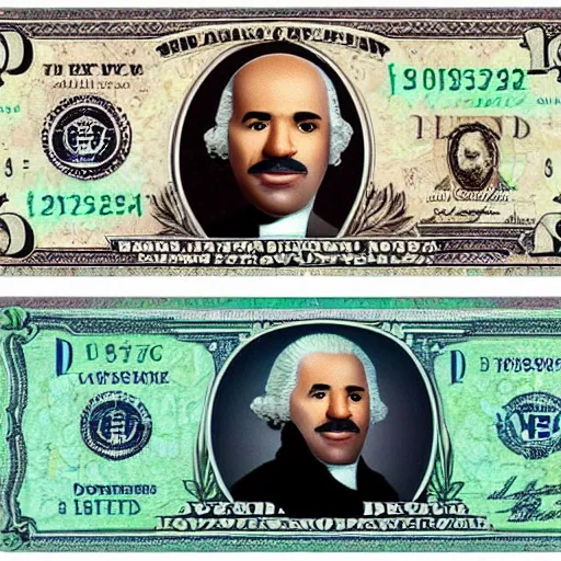 Image similar to Steve harvey as George Washington on the 1 dollar bill