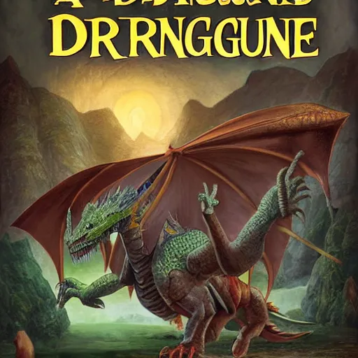 Prompt: a group on adventures fighting a mighty dragon, by Daniel R. Horne