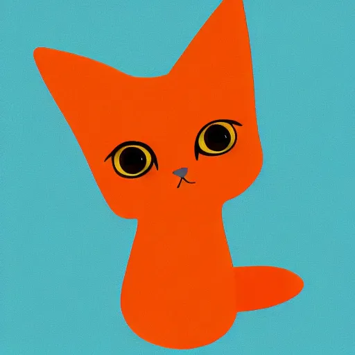Prompt: digital art of a flat orange cat