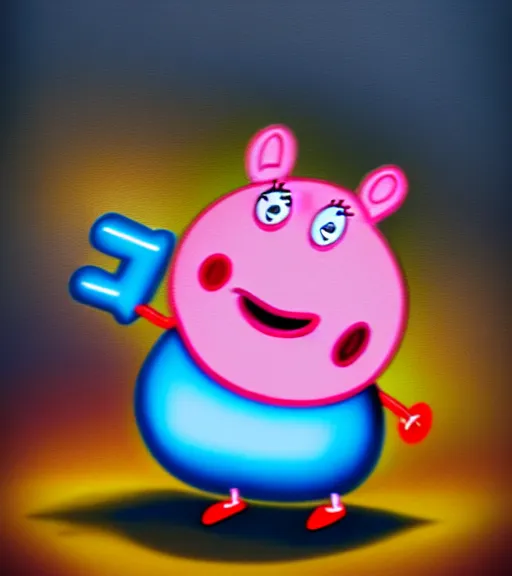 Image similar to turbocharger design look like peppa pig, oil on canvas, deep depth field, masterpiece, cinematic composition, hyper - detailed, hd, hdr