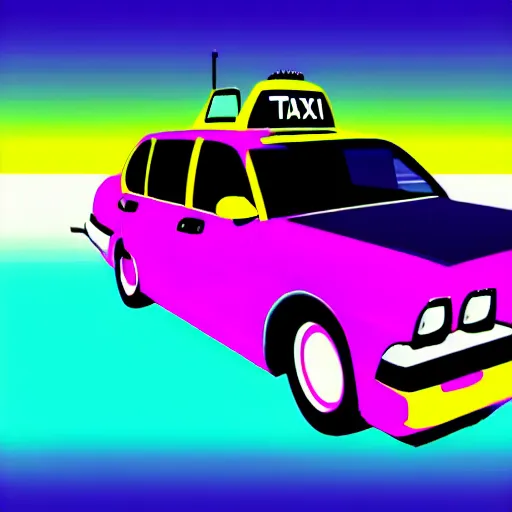 Image similar to taxi, vaporwave