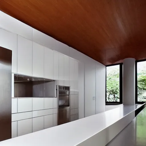 Prompt: “extravagant luxury modern kitchen, interior design, by Tadao Ando and Koichi Takada”