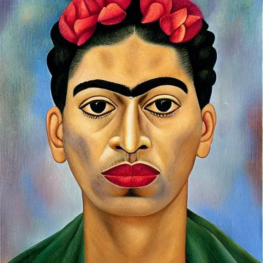 Prompt: Anthony Davis, portrait, by Frida Kahlo, style of Frida Kahlo self-portrait