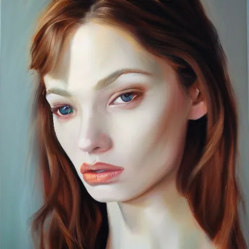 Image similar to hyperrealism oil painting, fashion model portrait, eye roses