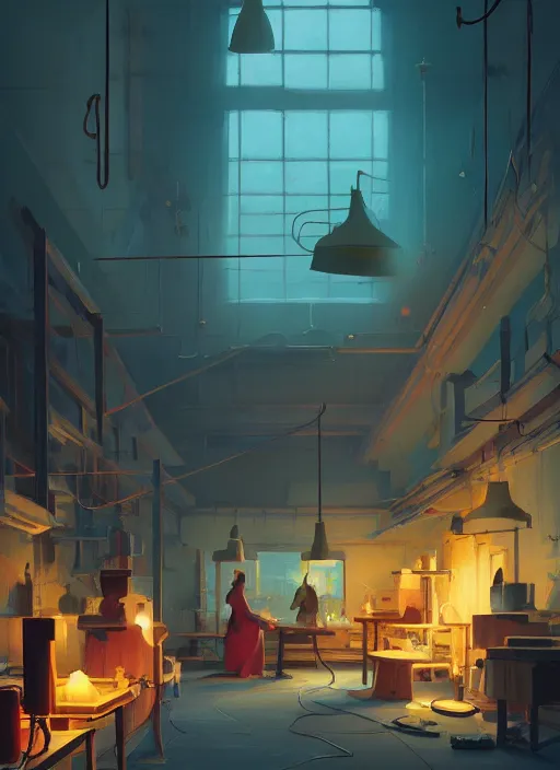 Image similar to beautiful interior of a woodworker shop, james gilleard, delphin enjolras, goro fujita, makoto shinkai, paul lehr, volumetric lighting, octane render, very coherent, trending on artstation