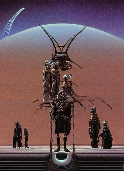 Prompt: Michael Whelan art directs Dune (1984) where a cybernetic-orchestra!!! plays, veiled in the dust, photorealistic, 3d render, award winning render, unreal engine, octane render, studio lighting, 8k, hd