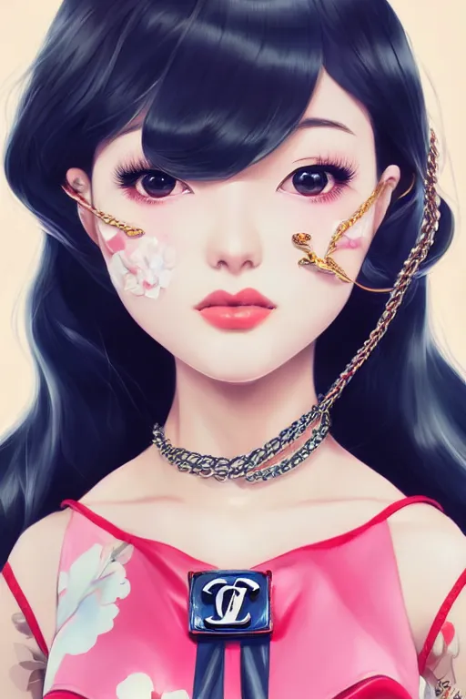 Image similar to a pin up and beautiful fashion dreamlke japan girl with lv jewelry, character art, art by artgerm and wlop and and ilya kuvshinov, hyperdetailed, 8 k realistic, symmetrical, frostbite 3 engine, cryengine, dof, trending on artstation, digital art, chanel, dior, fantasy background