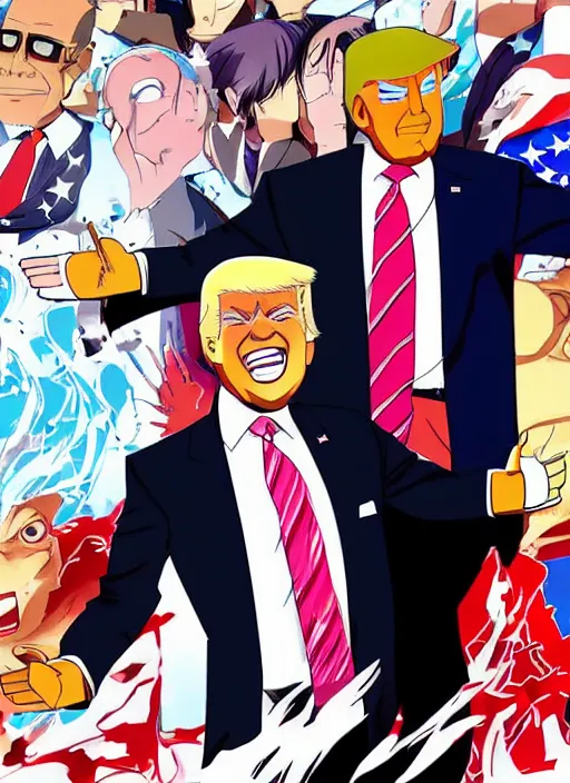 Prompt: : obama trump and biden as anime character design