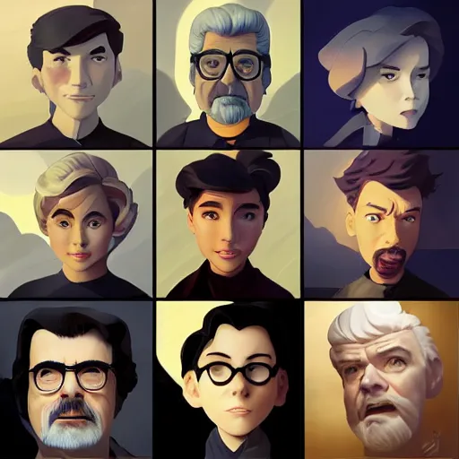 Image similar to face icon stylized minimalist george lucas, loftis, cory behance hd by jesper ejsing, by rhads, makoto shinkai and lois van baarle, ilya kuvshinov, rossdraws global illumination