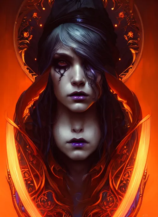 Image similar to Necromancer Sorceress, fantasy magic, undercut hairstyle, dark light night, intricate, elegant, sharp focus, illustration, highly detailed, digital painting, concept art, matte, art by WLOP and Artgerm and Greg Rutkowski and Alphonse Mucha, masterpiece