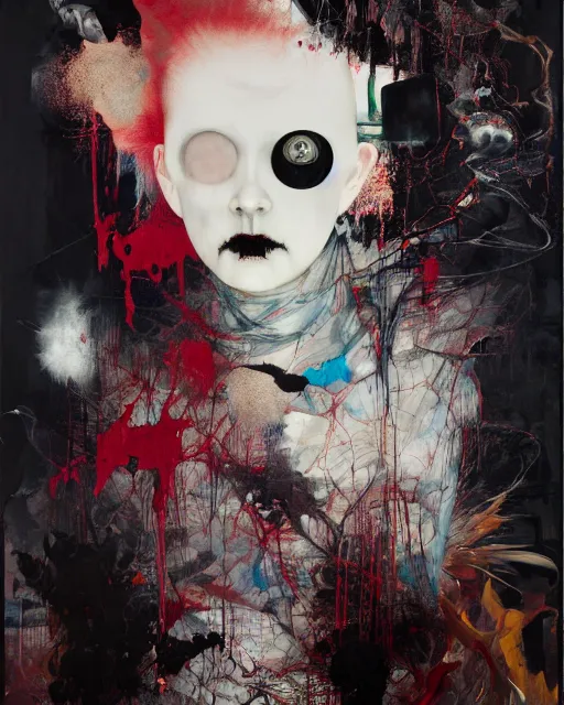 Image similar to i'm the nightmare hauntingly surreal, gothic, rich deep colours, painted by francis bacon, adrian ghenie, james jean and petra cortright, part by gerhard richter, part by takato yamamoto. 8 k masterpiece.