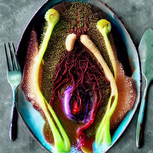 Image similar to photo of alien food