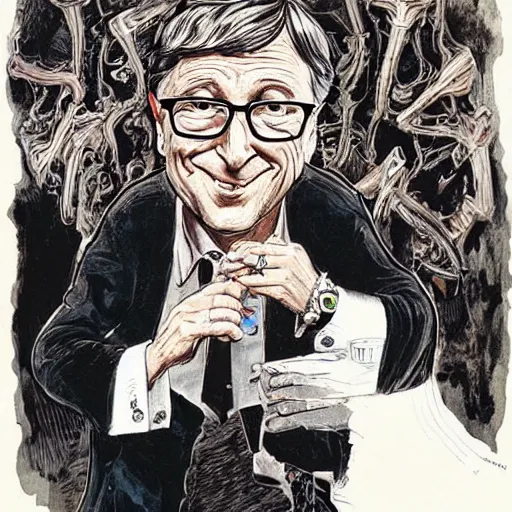 Digital state-sponsored anime art of Bill Gates by A-1, Stable Diffusion