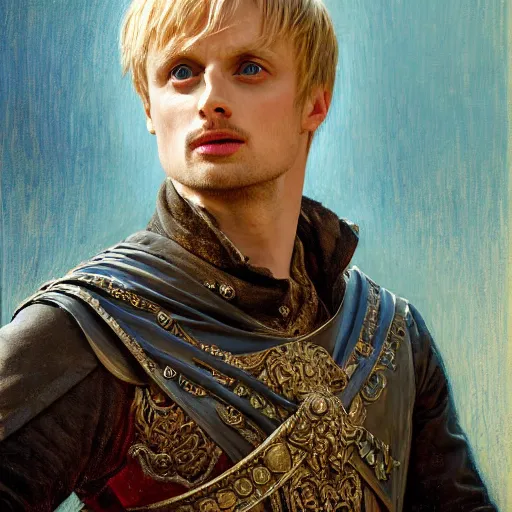 Prompt: bradley james as attractive king arthur pendragon, natural lighting, high quality, very detailed painting, by gaston bussiere, alberto seveso, j. c. leyendecker