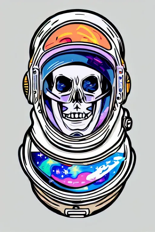 Image similar to A portrait of a skeleton as an astronaut in space, sticker, colorful, illustration, highly detailed, smooth and clean vector curves, no jagged lines, vector art, smooth