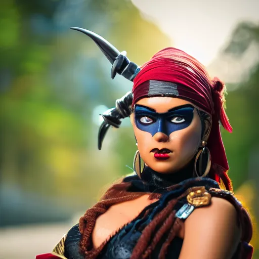 Prompt: navi pirate woman with an attitude 8k bokeh