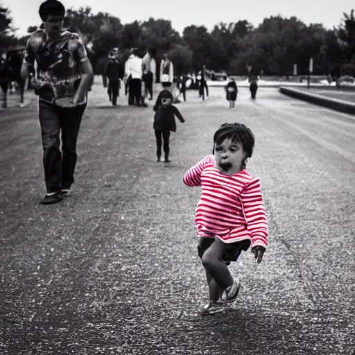 Prompt: a child chasing a balloon