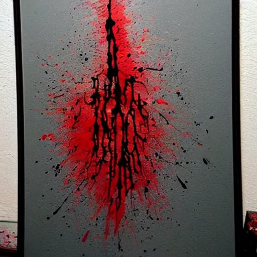 Image similar to blood splatter painting, beautiful, epic